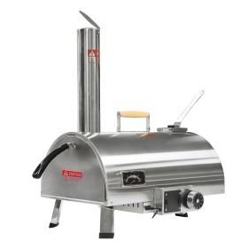 Pizza Oven Outdoor 12" Automatic Rotatable Pizza Ovens Portable Stainless Steel Wood Fired Pizza Oven Pizza Maker with Built-in Thermometer Pizza