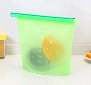 Silicone fresh-keeping bag vacuum sealed bag food  storage bag refrigerator food fruit storage bag (Option: Green-1500ml)